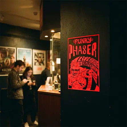 event fluorescent red day glo posters