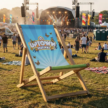 giant deck chair music festival outdoor stage