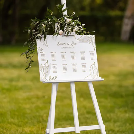Gold Leave seating Plan with Easel