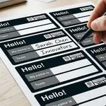 handwritten personalised name tag stickers