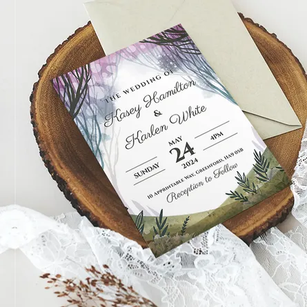 magical enchanted forest wedding invitations