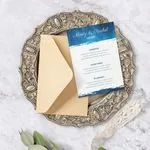 marine blue wedding menu