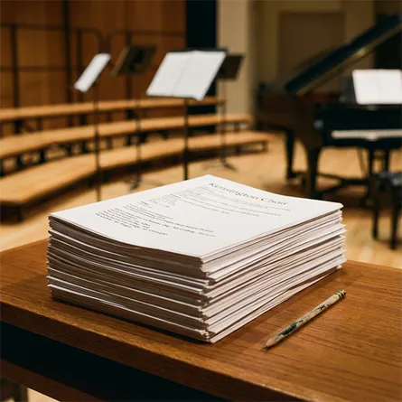 music choir lyric sheets printed paper stack