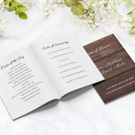 rustic order of service