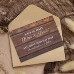 rustic save the date card