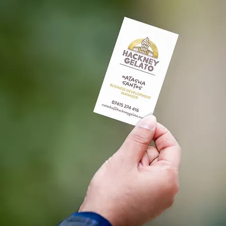 uncoated business card on recycled paper