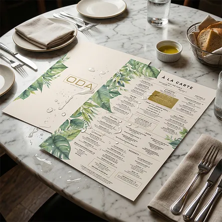 waterproof dining menu