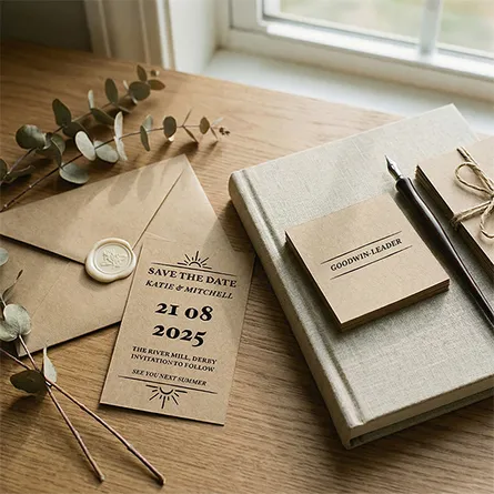 wedding save the date kraft business cards