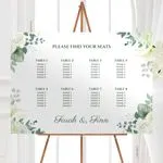 White and green floral table plan