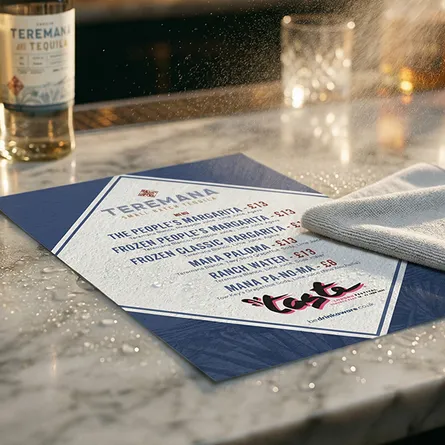 wipeable drinks antibacterial menu