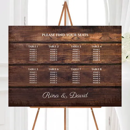 Wooden effect seating plan