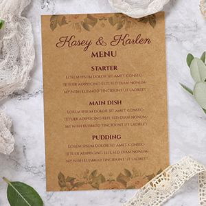 Personalised Kraft Wedding Menu