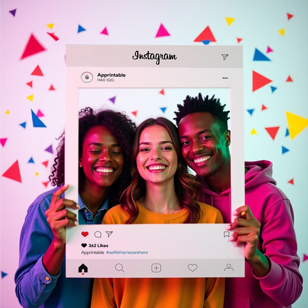 Personalised selfie frame at a party