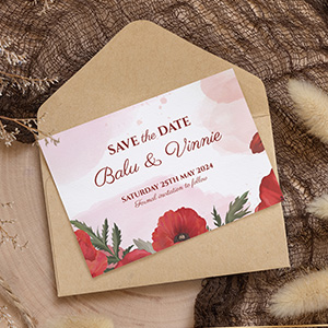 Bright Poppy Save The Date Card
