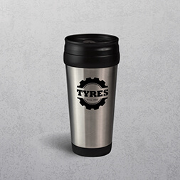 Branded stainless steel travel mug
