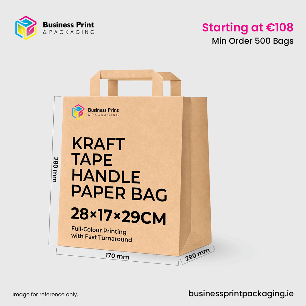Kraft Tape Handle Paper Carrier 28×17×29cm