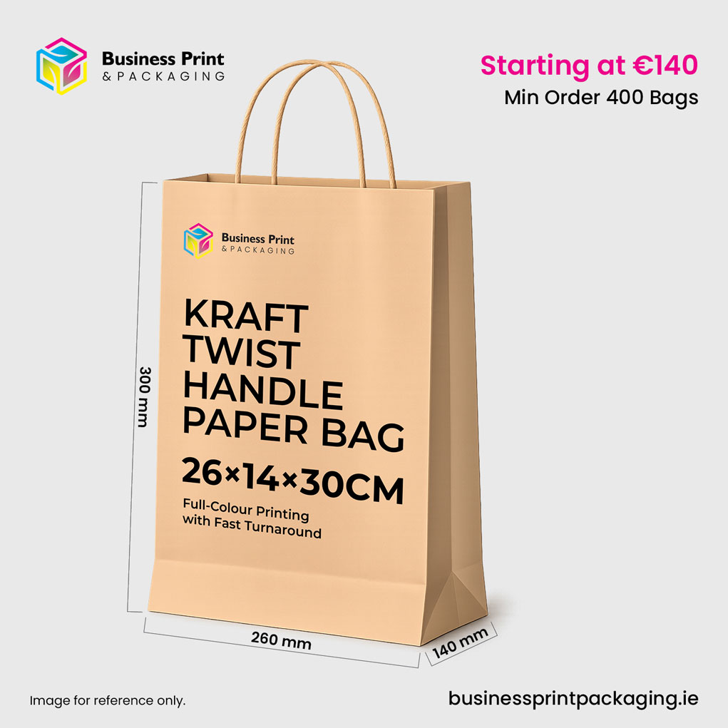 Kraft Twist Handle Paper Bag 26×14×30cm