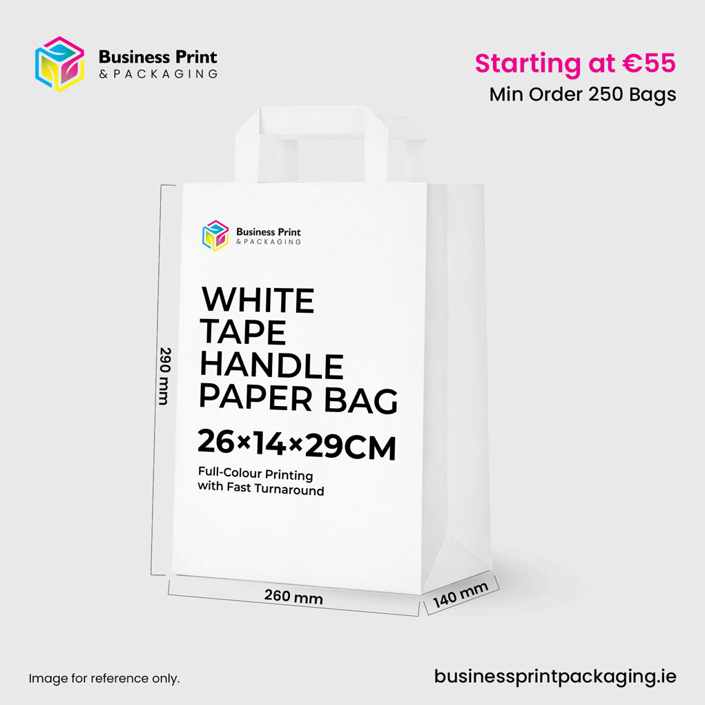 White Tape Handle Paper Carrier 26×14×29cm