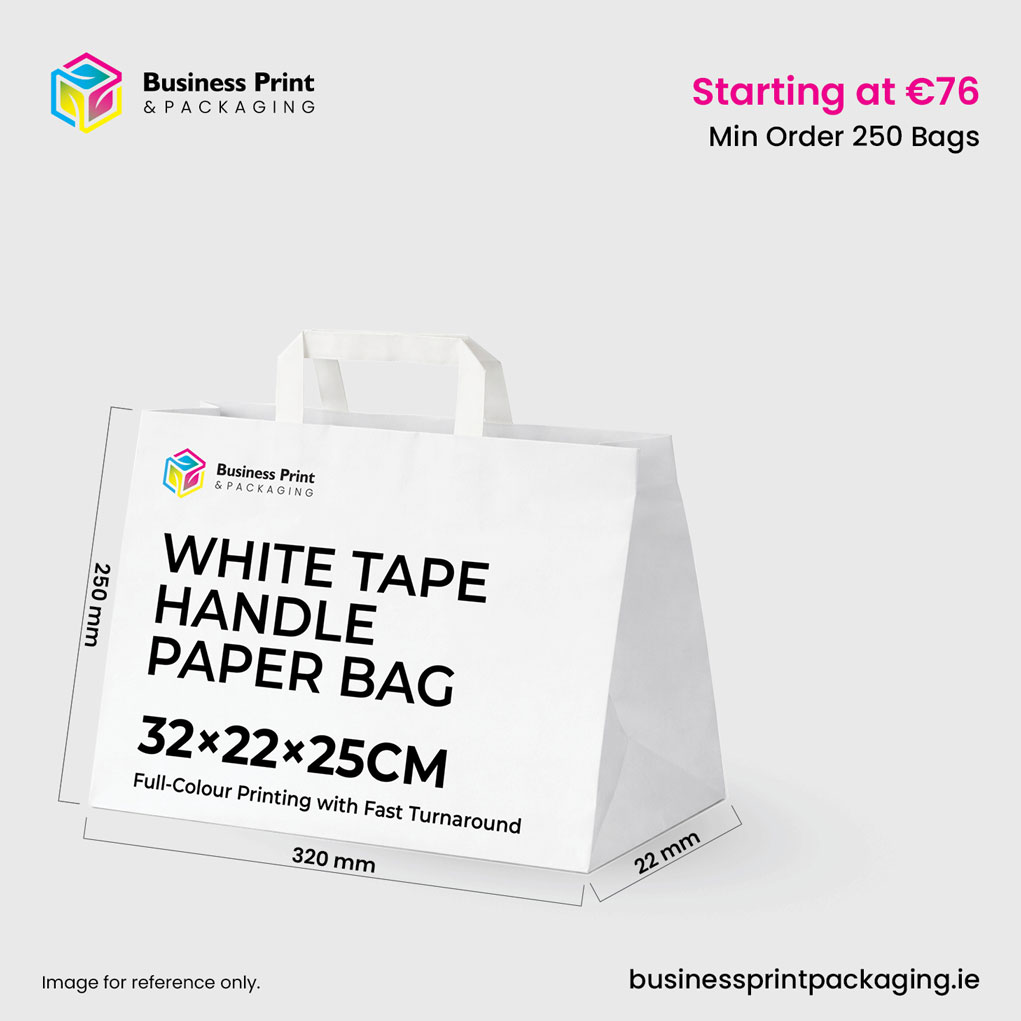 White Tape Handle Paper Bag 32×22×25cm