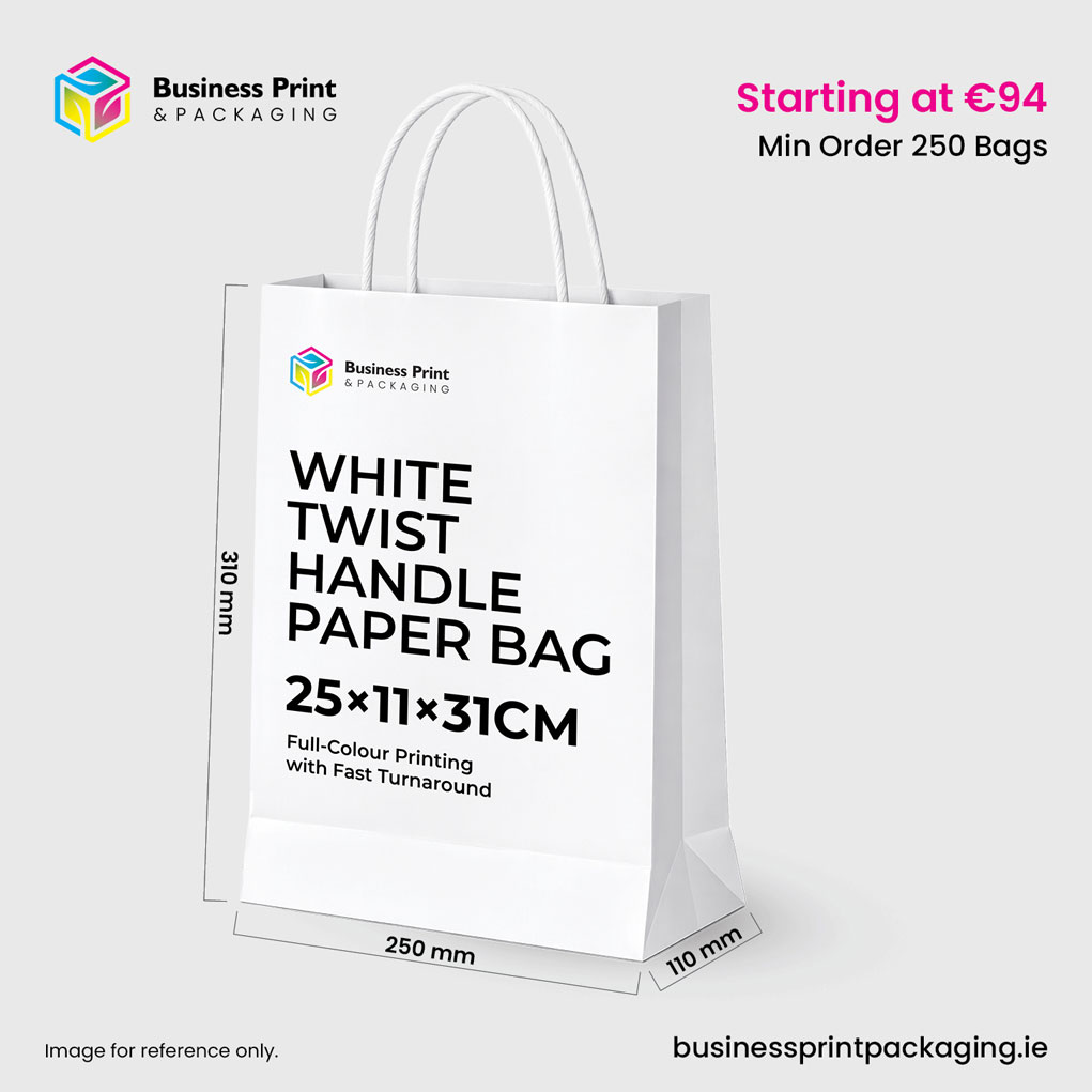 White Twist Handle Paper Carrier 25×11×31cm