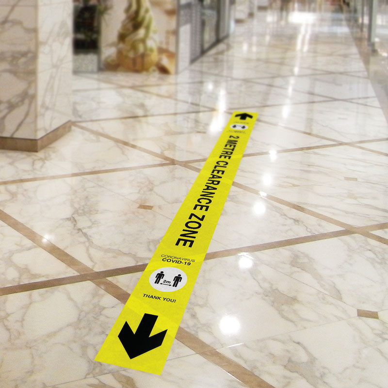 Social Distancing Floor Graphic with clearance zone Social Distancing Floor Graphic with clearance zone