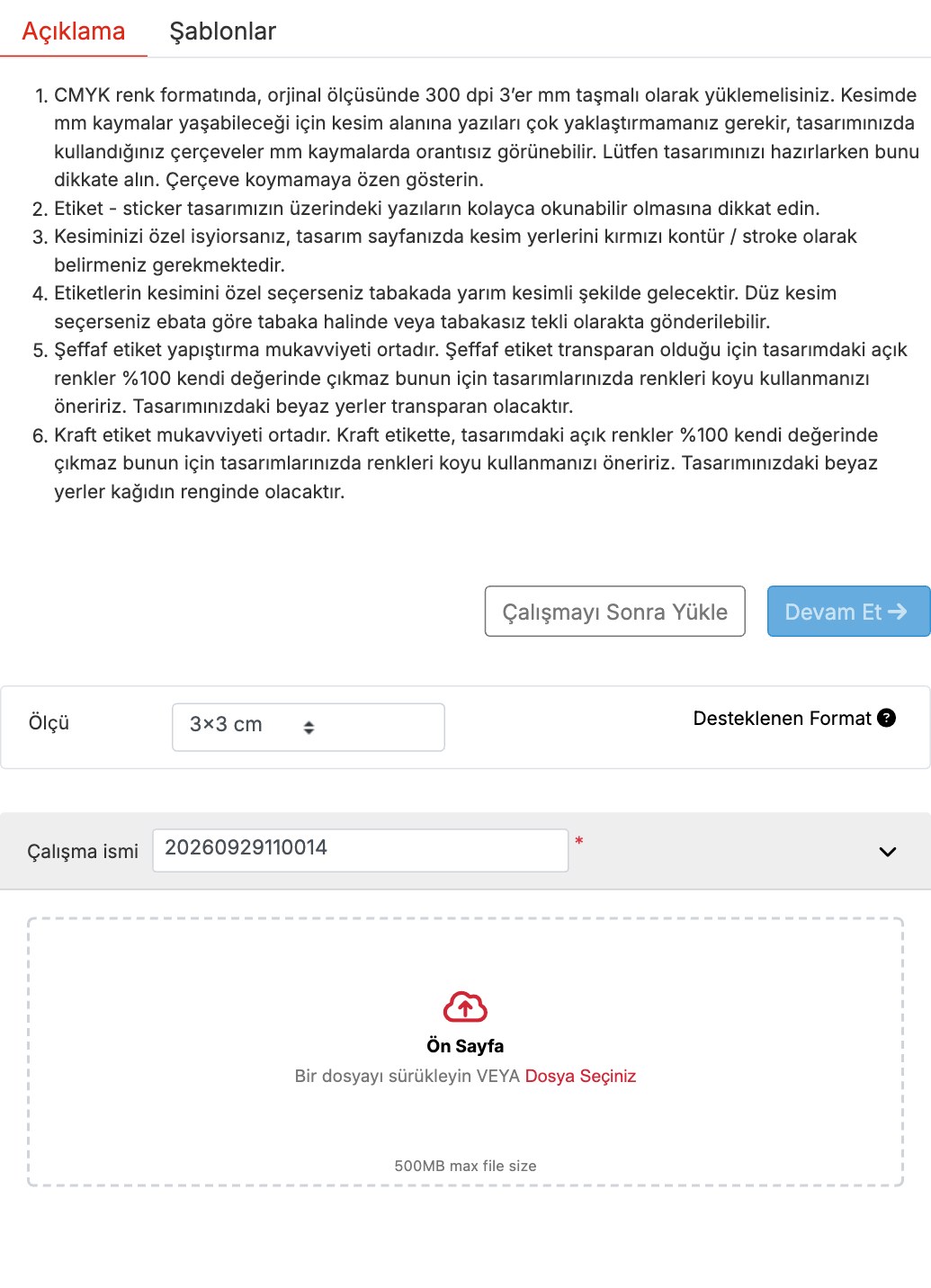 Baskı Adam tasarım yükleme sayfası ve teknik notlar