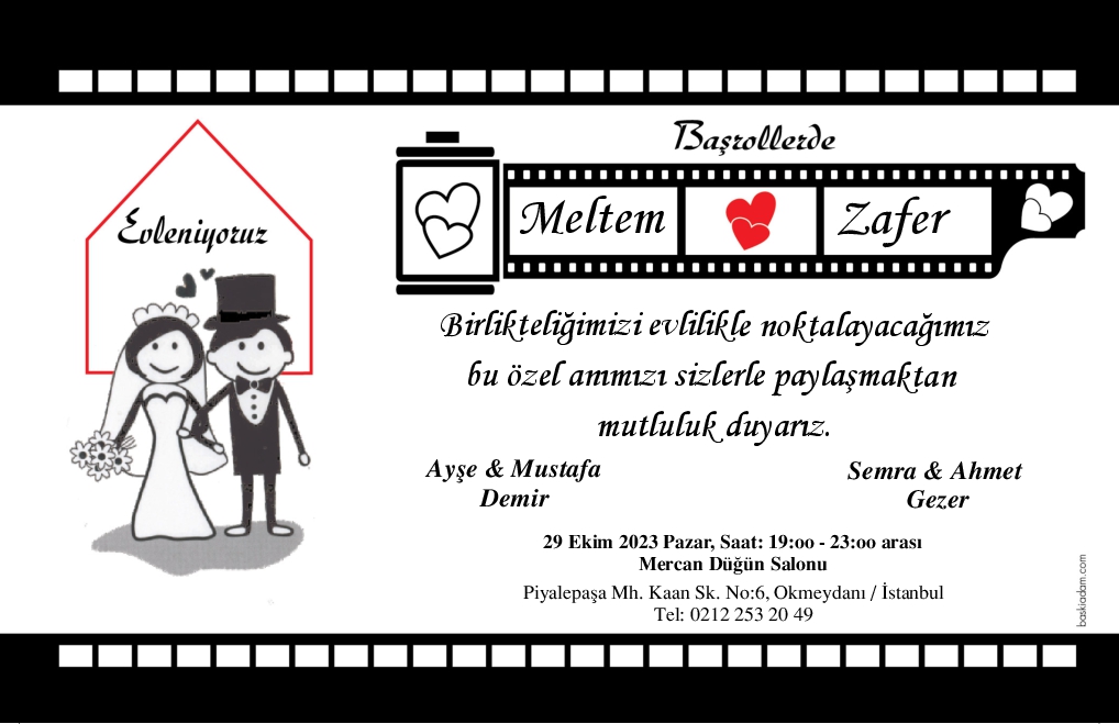 Film Şeritli Düğün Davetiyesi-1017