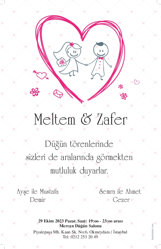 Kalpli Düğün Davetiyesi-1034
