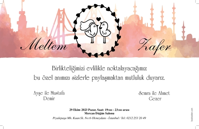 İstanbul Temalı Düğün Davetiyesi-1035
