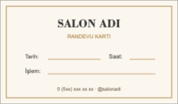Kuaför Randevu Kartı