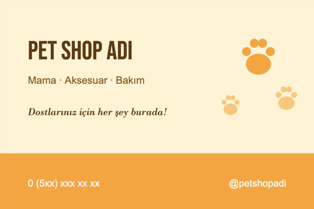 Pet Shop Tanıtım Kartı