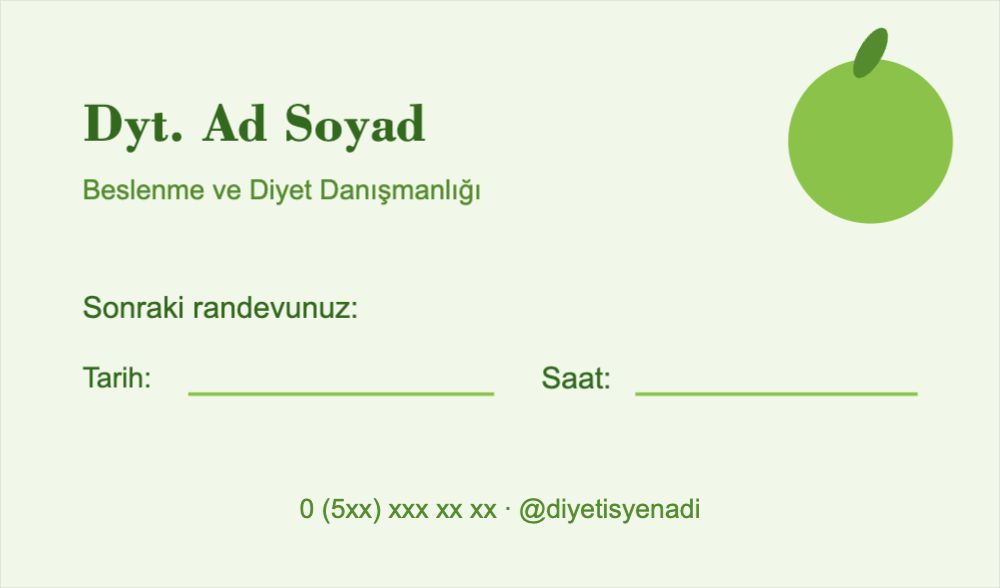 Diyetisyen Randevu Kartı