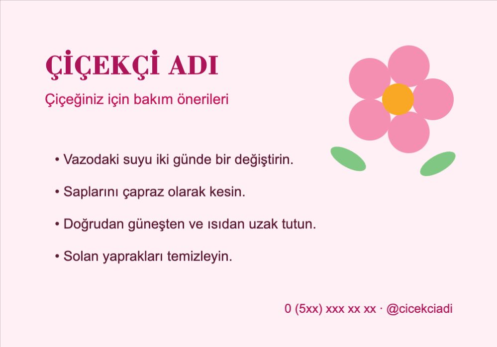 Çiçekçi Bakım Kartı