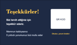 Yorum İsteme Teşekkür Kartı
