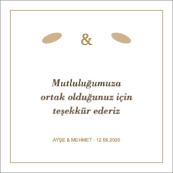 Düğün / Organizasyon Teşekkür Kartı
