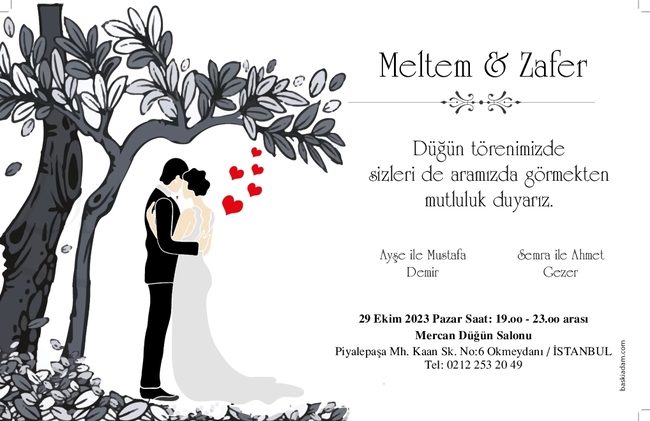 Ağaçlı Gelin & Damat Davetiye