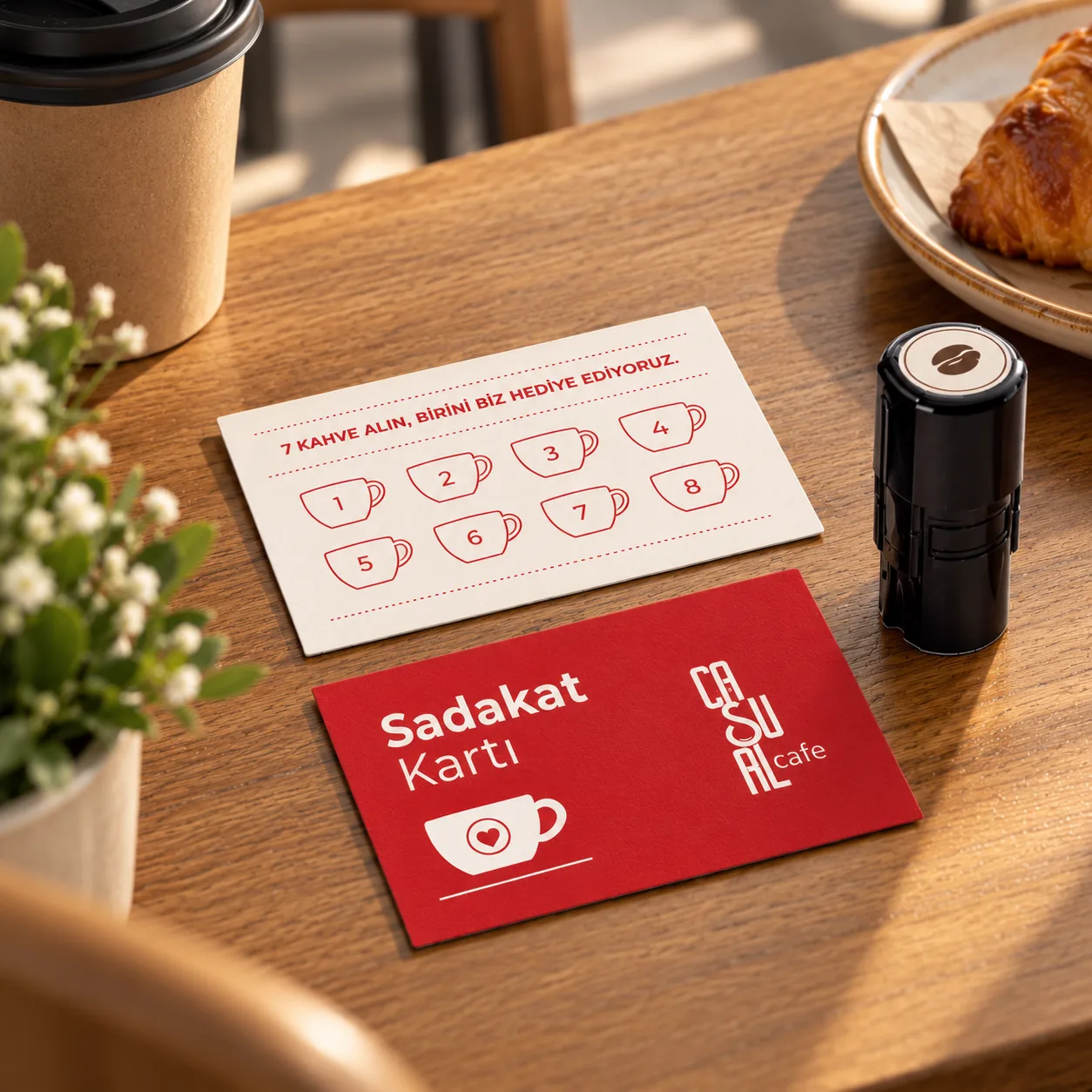 Sadakat kartı baskı - kafe için kahve damgalı sadakat kartı