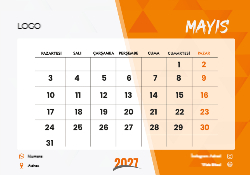 2027 Piramit Masaüstü Takvim Tasarımı