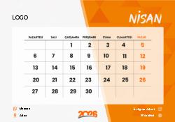 2026 Piramit Masaüstü Takvim Tasarımı