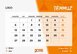 2026 Piramit Masaüstü Takvim Tasarımı