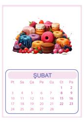 Duvar Takvimi 13 Yaprak 2025