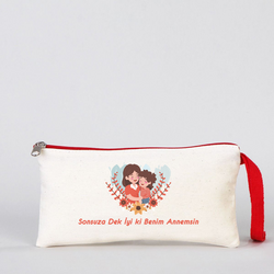 Anneler gününe özel Baskılı Clutch Makyaj Çantası