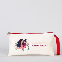Anneler gününe özel Baskılı Clutch Makyaj Çantası
