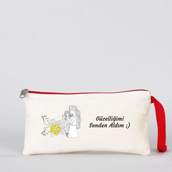 Anneler gününe özel Baskılı Clutch Makyaj Çantası