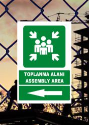 Türkçe İngilizce Toplanma Alanı İşareti Levhası