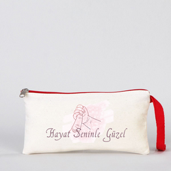 Anneler gününe özel Baskılı Clutch Makyaj Çantası