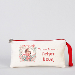 Anneler gününe özel Baskılı Clutch Makyaj Çantası