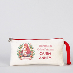 Anneler gününe özel Baskılı Clutch Makyaj Çantası