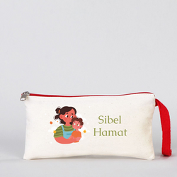 Anneler gününe özel Baskılı Clutch Makyaj Çantası