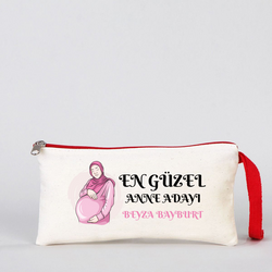 Anneler gününe özel Baskılı Clutch Makyaj Çantası